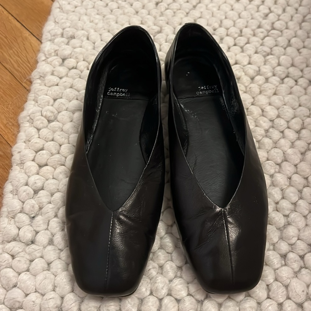 ‼️ FINAL SALE ‼️ Black Leather Square Toe Flats - Picture 6 of 15